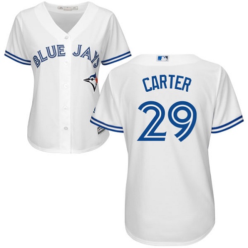 Blue Jays #29 Joe Carter White Home Women's Stitched MLB Jersey - Click Image to Close